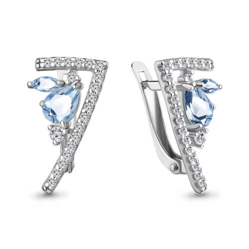 Серьги из серебра 925 пробы с топазами и фианитами