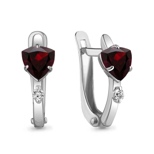 Серьги из серебра 925 пробы с гранатами и фианитами