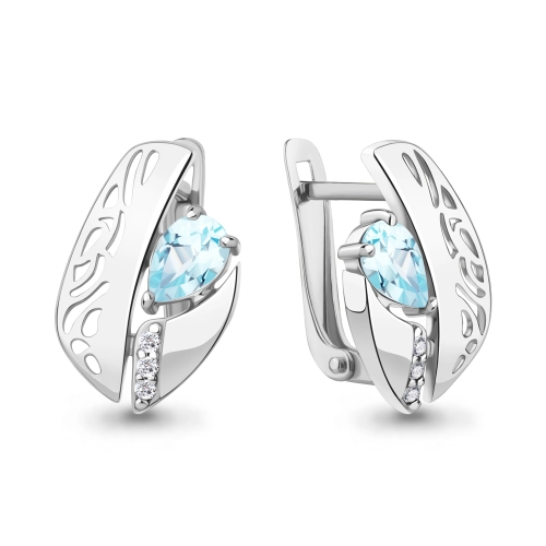 Серьги из серебра 925 пробы с топазами и фианитами
