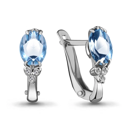 Серьги из серебра 925 пробы с топазами и фианитами
