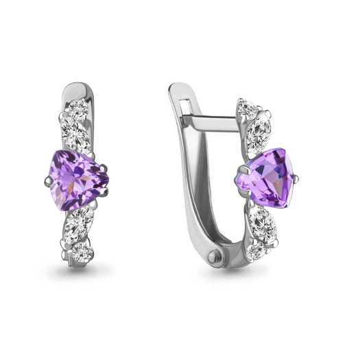 Серьги из серебра 925 пробы с аметистами и фианитами