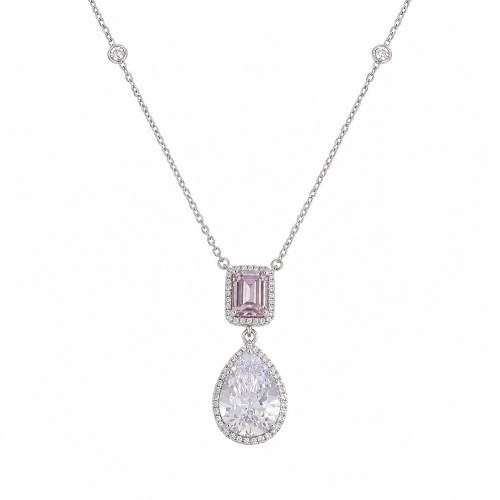 Колье из серебра 925 пробы с цветными цирконами
