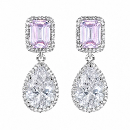 Серьги из серебра 925 пробы с цветными цирконами