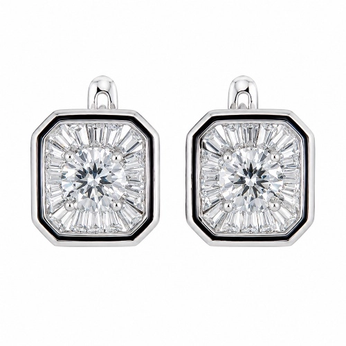 Серьги из серебра 925 пробы с эмалью и цирконами