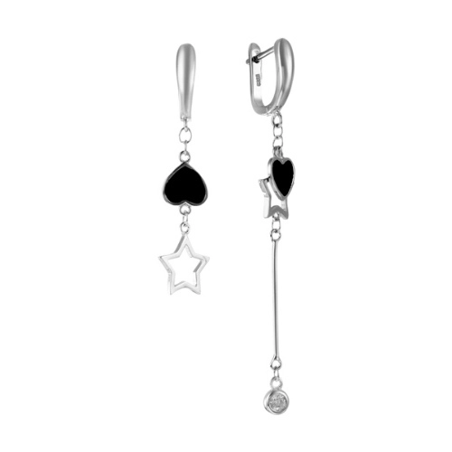 Серьги из серебра 925 пробы с эмалью и цирконами
