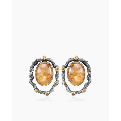 Серьги (925) кварц, цитрин