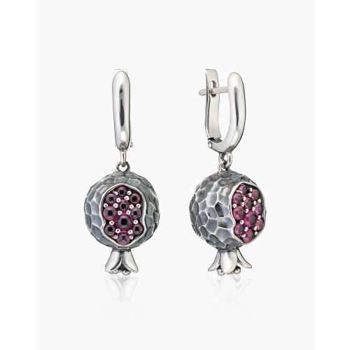 Серьги из серебра 925 пробы с гранатами
